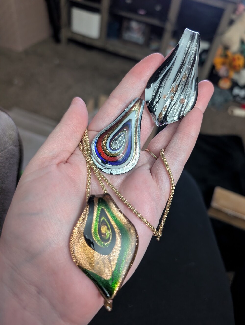 Multicolor Teardrop Glass Pendant Necklace Set